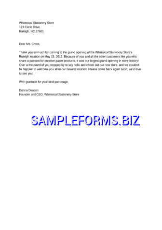 Sample Business Thank You Letter docx pdf free